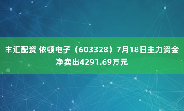 丰汇配资 依顿电子（603328）7月18日主力资金净卖出4291.69万元